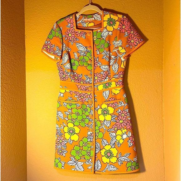 TORY BURCH Wallpaper Floral Twill Nadia Retro Mini Dress Nostalgic Vacation 4 - Picture 13 of 16